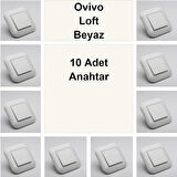 Asyagrup Ovivo Loft Beyaz Anahtar - 10 Adet - Çerçeve Dahil
