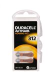 Duracell 312 Numara Düğme Kulaklık Pili İşitme Cihazı İçin 6'lı Paket