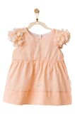 Andywawa Kız Bebek Kolları Tüllü Somon Rengi Elbise Takım AC21752R
