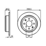 FREN DISKI ARKA DUZ (239-4)-(HONDA  ACCORD 86/89/CIVIC 88/95/CRX 88/91/ROVER-200 90/00/ROVER-400 90/00/ROVER-25 00/06/ROVER-45 00/06