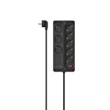 Hama 8'li Akım Korumalı 1.5m Siyah Priz