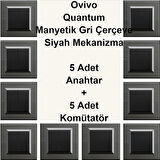 Asyagrup Ovivo Quantum Manyetik Gri İkili Set Anahtar - Komütatör - Çerçeve Dahil