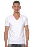 Darkzone V Yaka Düz Beyaz Erkek T-Shirt DZN8612