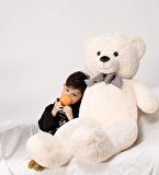 160 cm Sevgiliye Özel Romantik DEV Boy Papyonlu Peluş Ayı- % 100 YERLİ