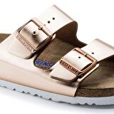 Birkenstock Arizona Metallic Copper Naturel Leather Soft Taban Kadın Terlik 952091
