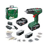 Bosch EasyDrill 18V-40 1.5Ah Çift Akü Delme/Vidalama + 241 Parça Aksesuar Seti