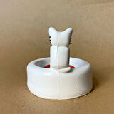Uretti - Pınar 6606 - El Yapımı Sevimli Isınan Beyaz Kedi Dekoratif Mumluk - 7 x 7 cm