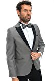  Gri Portofino Slimfit Jakarlı Smokin