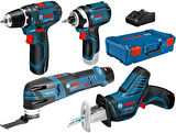 Bosch 12 Volt 5 Li Akülü Set (Gsr 12V-15 + Gop 12V-28 + Gdr 12V-105 + Gsa 12V-14 + Glı 12V-300 + 3 x 2,0 Ah + Gal 12V-40 + L-Boxx Xl)