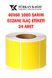 40x60 1000li Termal Eczane Ilaç Tarif Etiketi Sarı Renk Küçük Koli 24 Adet