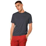 Jack Wolfskin Bisiklet Yaka Kısa Kollu Baskılı Gri Erkek T-Shirt