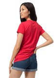 Jack Wolfskin Bisiklet Yaka Kısa Kollu Baskılı Kırmızı Kadın T-Shirt
