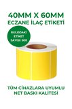 40x60 500lü Termal Eczane İlaç Tarif Etiketi Sarı Renk Küçük Koli 48 Adet