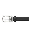 Montblanc Horseshoe Buckle Siyah\Mavi 30 mm Çift Taraflı Deri Kemer 128763