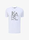 KARL LAGERFELD Bisiklet Yaka Beyaz - Siyah Erkek T-Shirt 755037542221