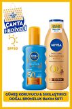 Nivea Sun Koruma Bronzluk Güneş Spreyi 200ml Ve Q10 Sıkılaştırıcı Bronzlaştırıcı Losyon 200ml,çanta Hediye