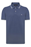 Erkek İndigo Polo Yaka, Serin Tutan, Hızlı Kuruyan, Pamuklu,Kıvrılmaz Yaka T-Shirt