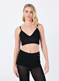Boss V Yaka Düz Siyah Kadın Büstiyer 50535497