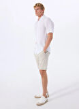 Bej Erkek Normal Bel Slim Fit Şort Chino_Slim_Shorts