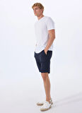 Lacivert Erkek Normal Bel Slim Fit Şort Chino_Slim_Shorts