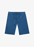 Koyu Mavi Erkek Bağlamalı Bel Tapered Fit Şort Chino-tapered