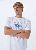 Boss Bisiklet Yaka Beyaz Erkek T-Shirt Te_Logospace