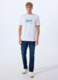 Boss Bisiklet Yaka Beyaz Erkek T-Shirt Te_Logospace