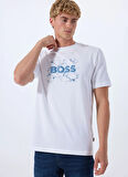 Boss Bisiklet Yaka Beyaz Erkek T-Shirt Te_Logospace
