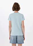 Boss Bisiklet Yaka Düz Mavi Kadın T-Shirt 50506973