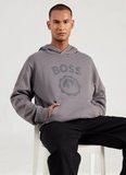 Boss Kapüşon Yaka Desenli Gri Erkek Sweatshırt We_ice