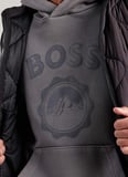 Boss Kapüşon Yaka Desenli Gri Erkek Sweatshırt We_ice