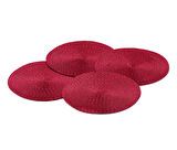 Amerikan Servis, 4 lü Set, Yuvarlak, Kırmızı
