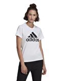adidas Bisiklet Yaka Baskılı Beyaz - Siyah Kadın T-Shirt GL0649 W BL T