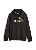 Puma Siyah Kadın Kapüşon Yaka Normal Kalıp Sweatshirt 84909651 ESS+ Metallic Logo  Hoodie