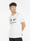 Puma Bisiklet Yaka Düz Beyaz Erkek T-Shirt 53339802 BMW MMS Logo Tee+