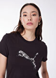 Siyah Kadın Bisiklet Yaka Normal Kalıp T-Shirt 67175401 Puma Power Safari Tee