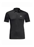Jack Wolfskin Polo Yaka Düz Siyah Erkek T-Shirt 1808541-6000 PACK & GO POLO M