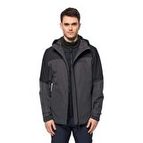 Jack Wolfskin Siyah Erkek Kapüşonlu Termal Zip Ceket 1115291-6000 GLAABACH 3IN1 JKT M