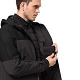 Jack Wolfskin Siyah Erkek Kapüşonlu Termal Zip Ceket 1115291-6000 GLAABACH 3IN1 JKT M