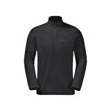 Jack Wolfskin Düz Siyah Erkek Polar Sweatshırt 1709522-6000 TAUNUS HZ M