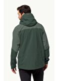 Jack Wolfskin Koyu Yeşil Erkek Kapüşon Yaka Mont Alpspitze Tour 3L Jkt
