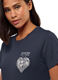 Jack Wolfskin Lacivert Kadın Bisiklet Yaka T-Shirt 1809701_1010_DISCOVER HEART T W