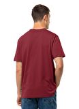 Jack Wolfskin Bordo Erkek Bisiklet Yaka T-Shirt 1809791TR_JACK TENT T M