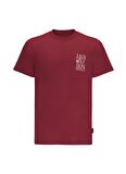 Jack Wolfskin Bordo Erkek Bisiklet Yaka T-Shirt 1809791TR_JACK TENT T M