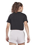 Reebok Bisiklet Yaka Düz Siyah Kadın T-Shirt HB2276 RI BL Crop Tee