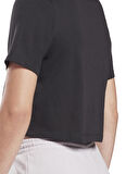 Reebok Bisiklet Yaka Düz Siyah Kadın T-Shirt HB2276 RI BL Crop Tee