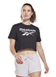 Reebok Bisiklet Yaka Düz Siyah Kadın T-Shirt HB2276 RI BL Crop Tee
