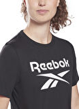 Reebok Bisiklet Yaka Düz Siyah Kadın T-Shirt HB2276 RI BL Crop Tee