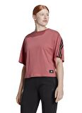 adidas Bisiklet Yaka Düz Koyu Pembe Kadın T-Shirt HK0494 W FI 3S TEE