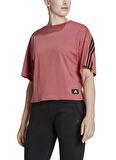 adidas Bisiklet Yaka Düz Koyu Pembe Kadın T-Shirt HK0494 W FI 3S TEE